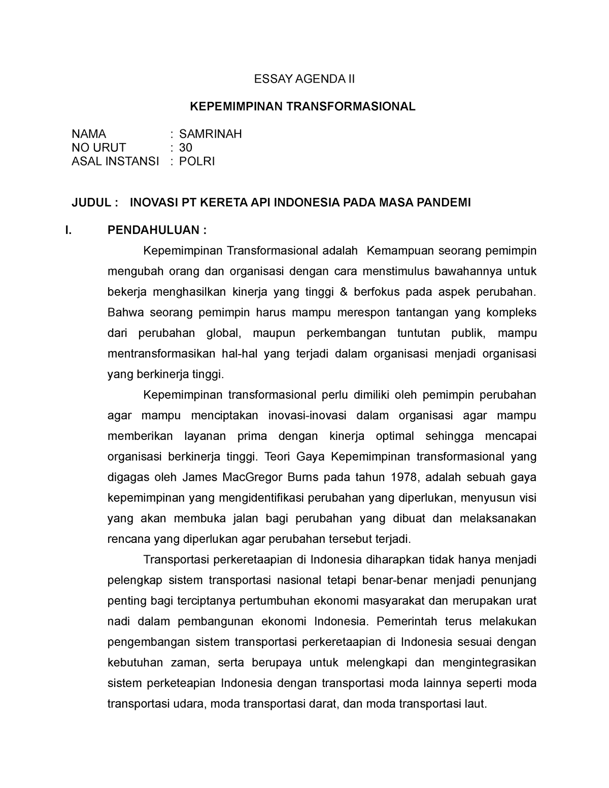 essay kepemimpinan