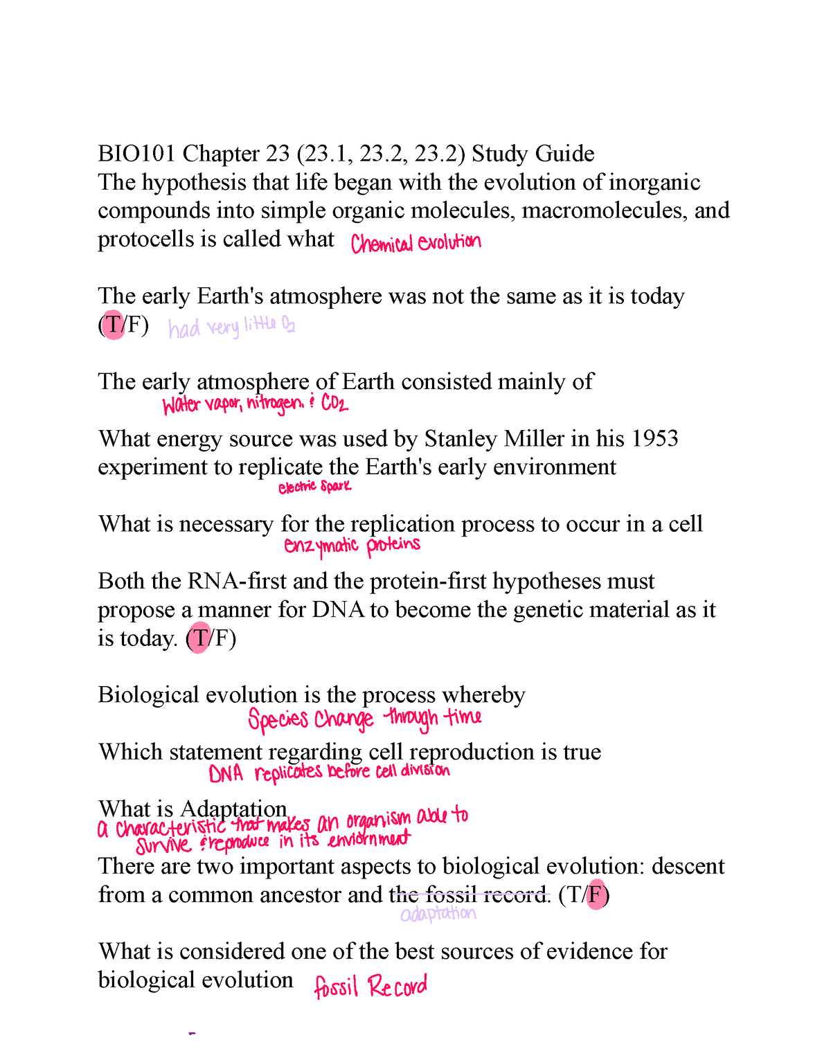 a hypothesis stating that life began in the absence of life