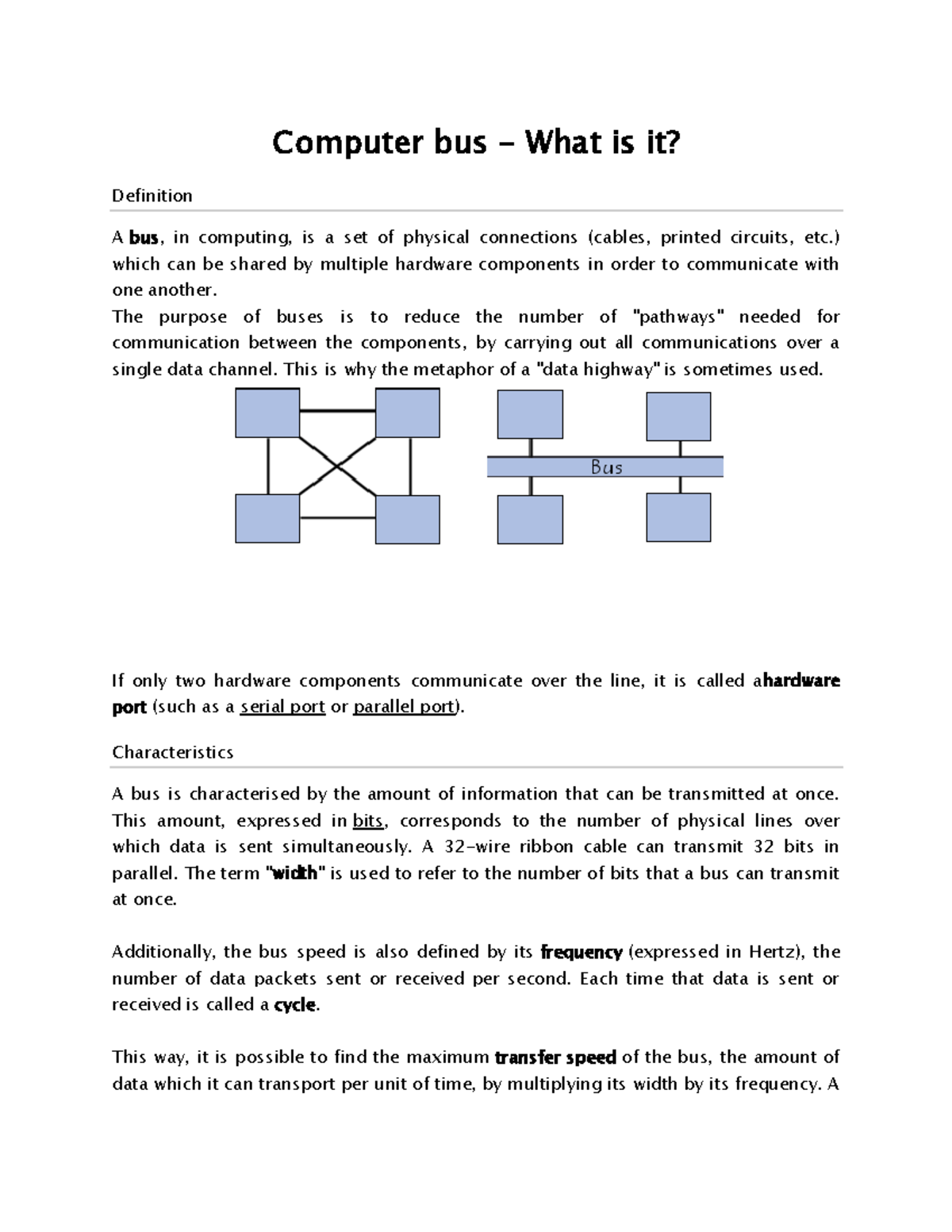 Computer bus Characteristics - Computer bus - What is it? Definition A ...