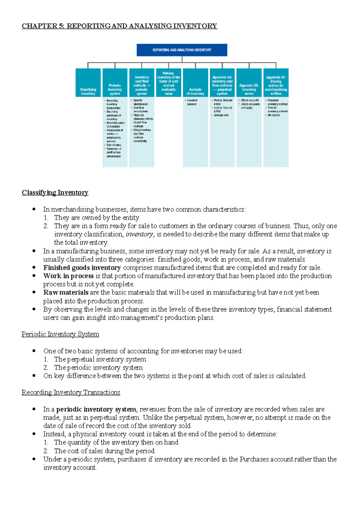 Chapter 5 - CHAPTER 5: REPORTING AND ANALYSING INVENTORY Classifying ...