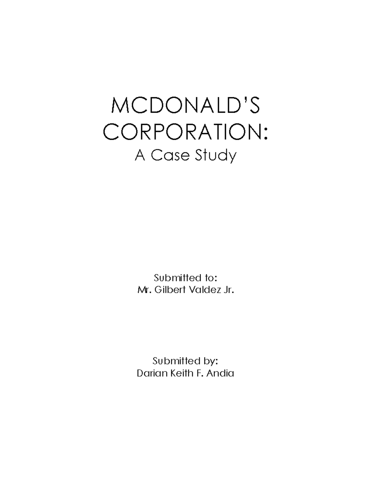 mcdonald's corporation case study pdf