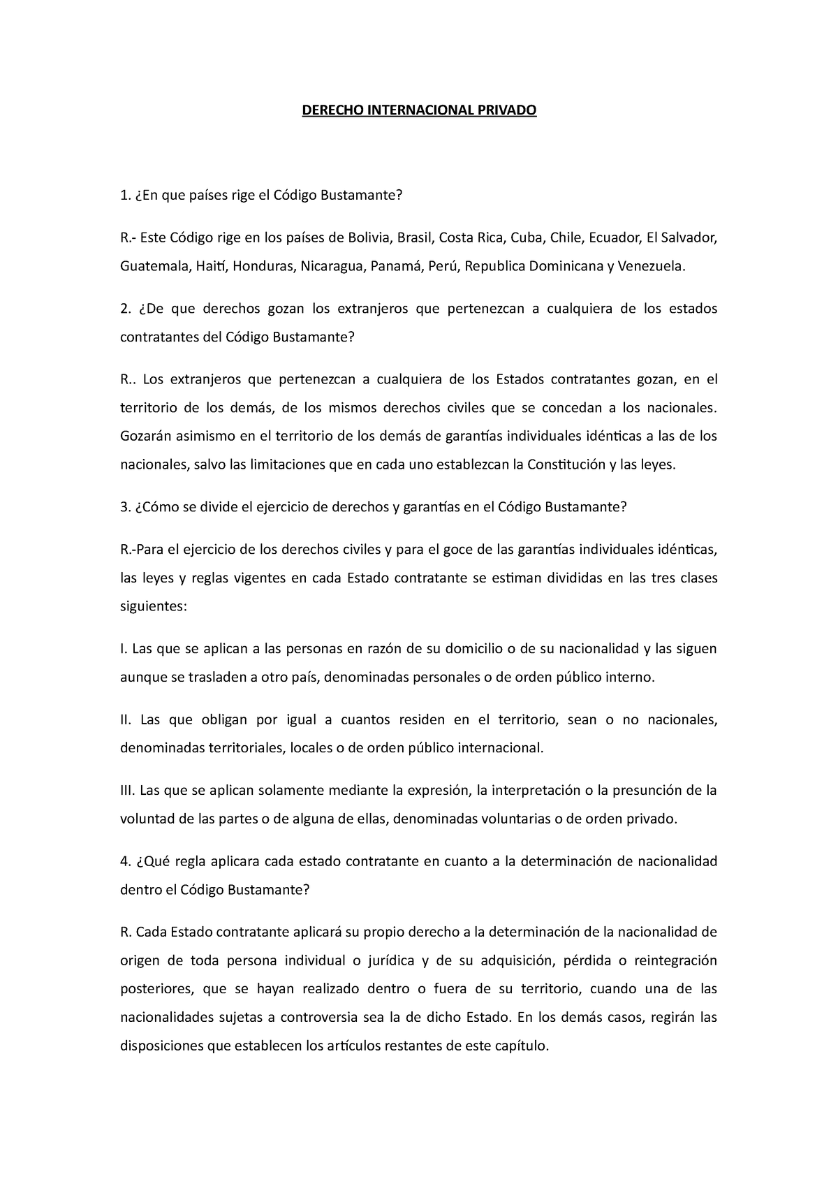 Cuestionario DE Derecho Internacional Privado - DERECHO INTERNACIONAL ...