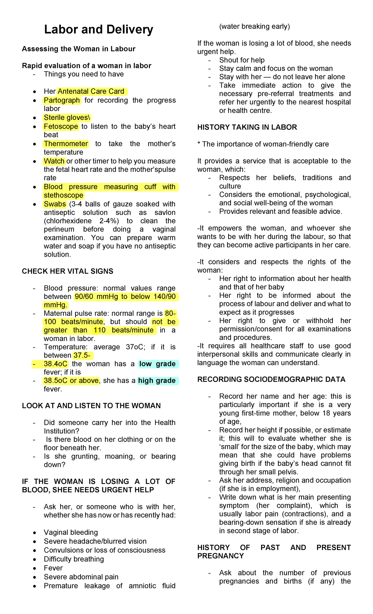 Labor-and-Delivery - Transes - Labor and Delivery Assessing the Woman ...