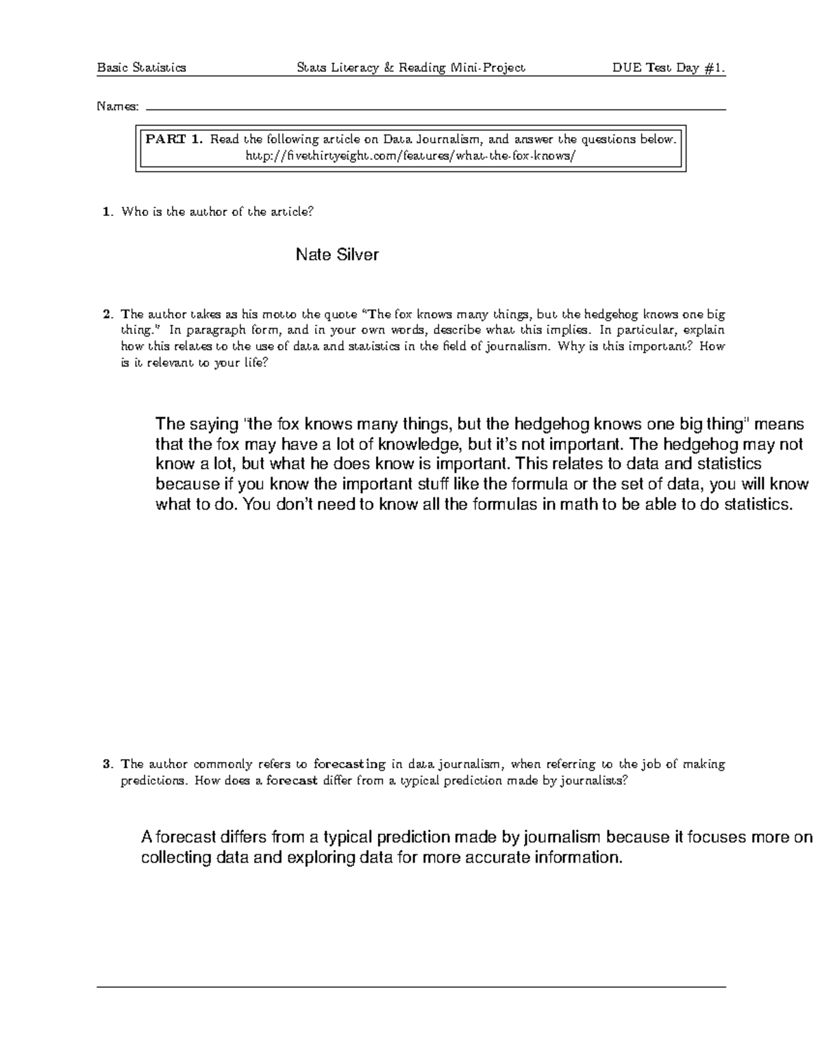 Stats Literacy Mini Project+%281%29 - Basic Statistics Stats Literacy ...