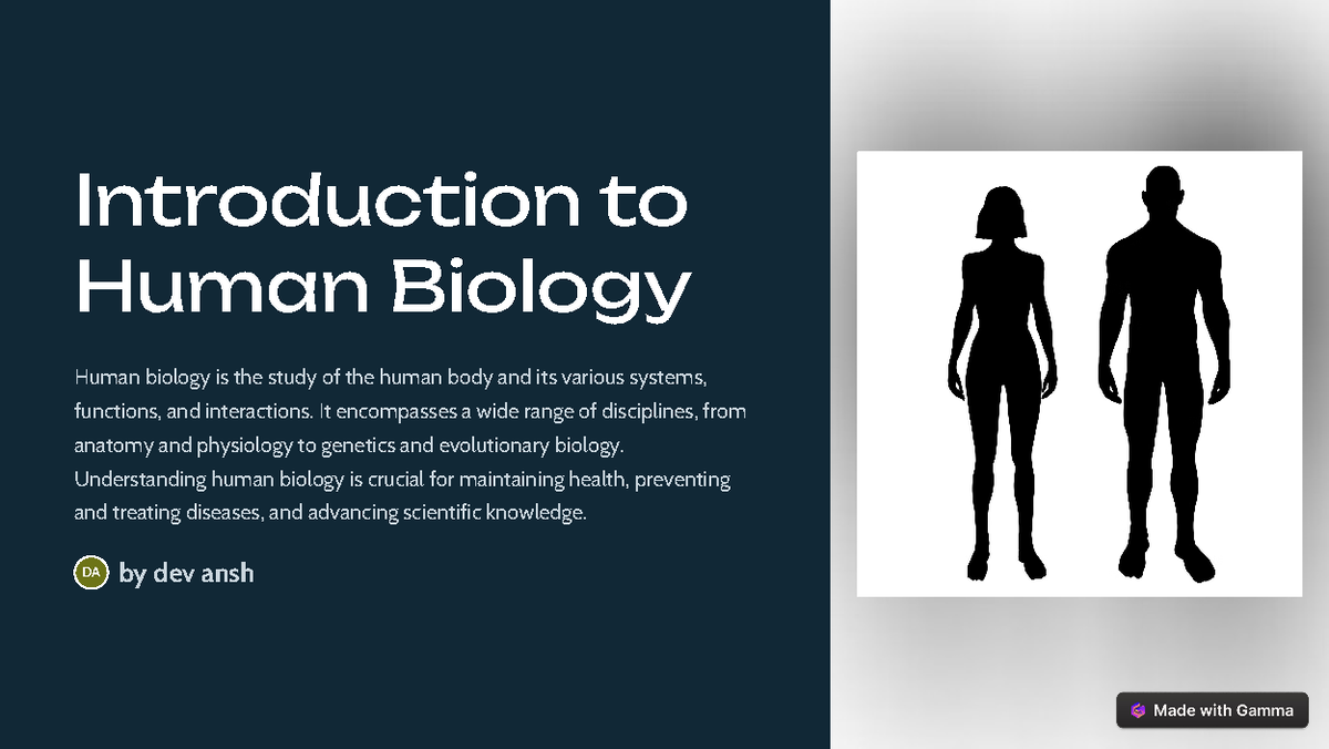 Human Biology- Main points - Introduction to Human Biology Human ...