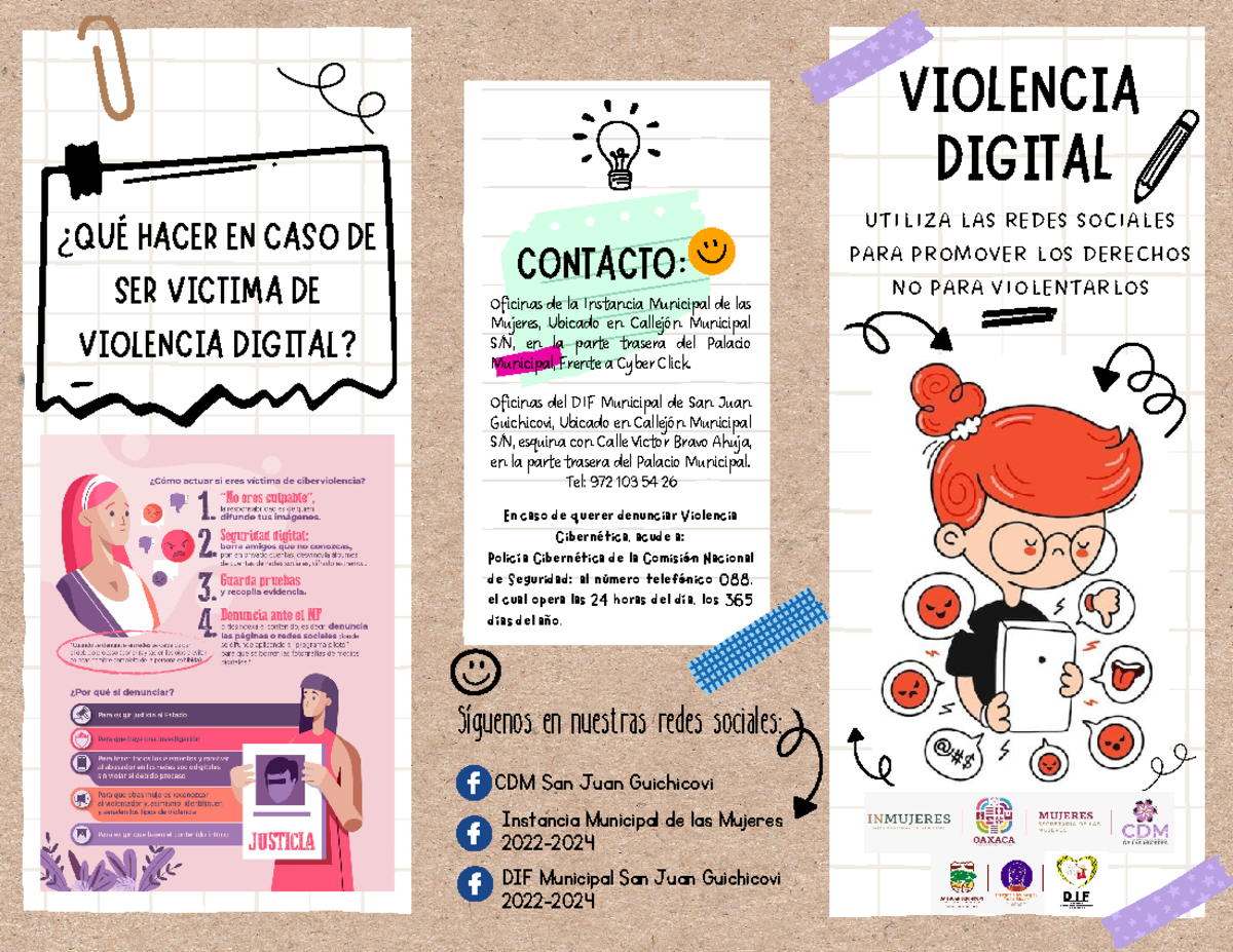 Triptico Violencia Digital Utiliza Las Redes Sociales Para Promover