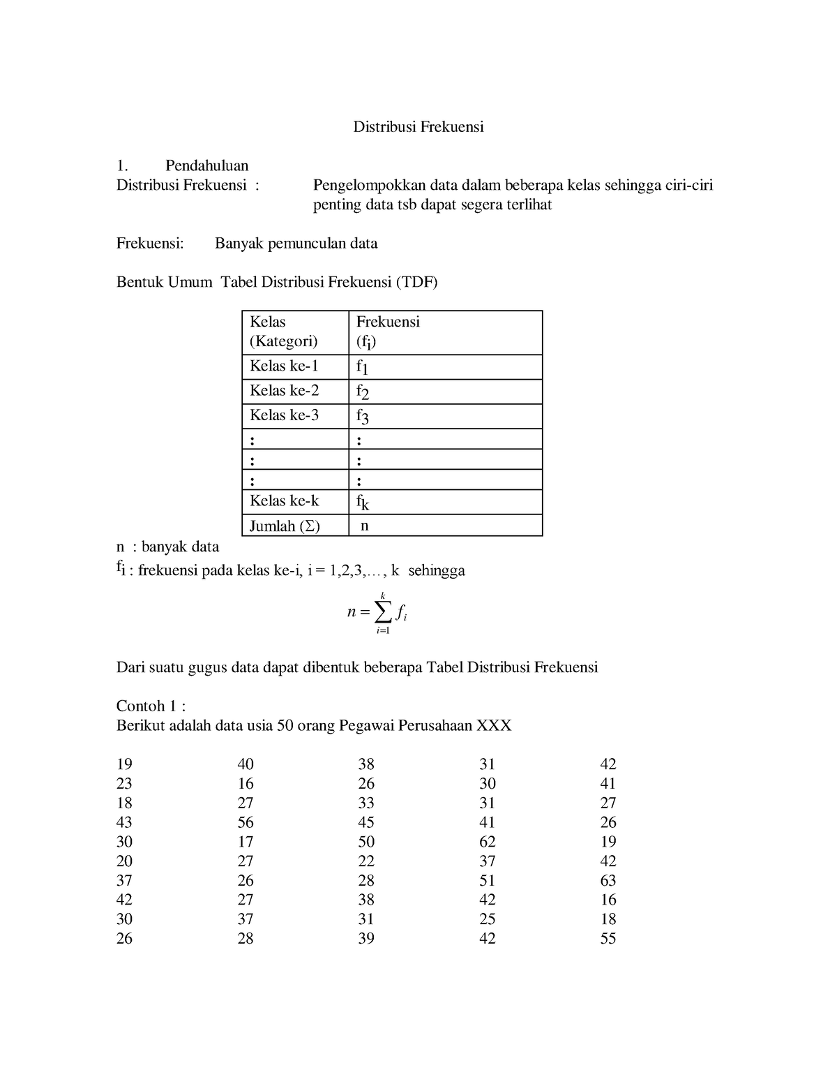 02Distrifrek - Statistika 1 - Distribusi Frekuensi Pendahuluan ...