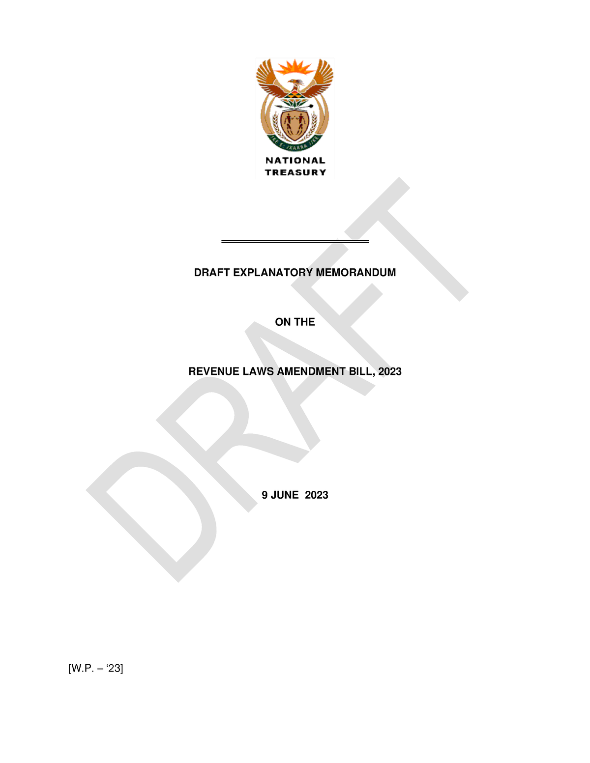 230609 Draft Explanatory Memoradum on the 2023 Draft Revenue Laws ...