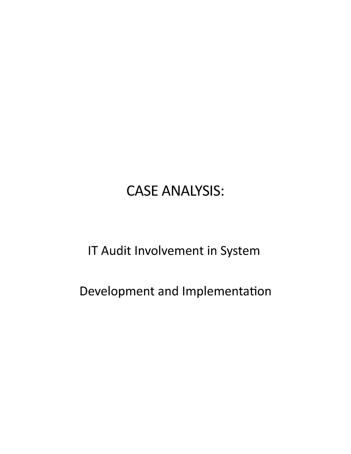 it auditing case study with solution pdf