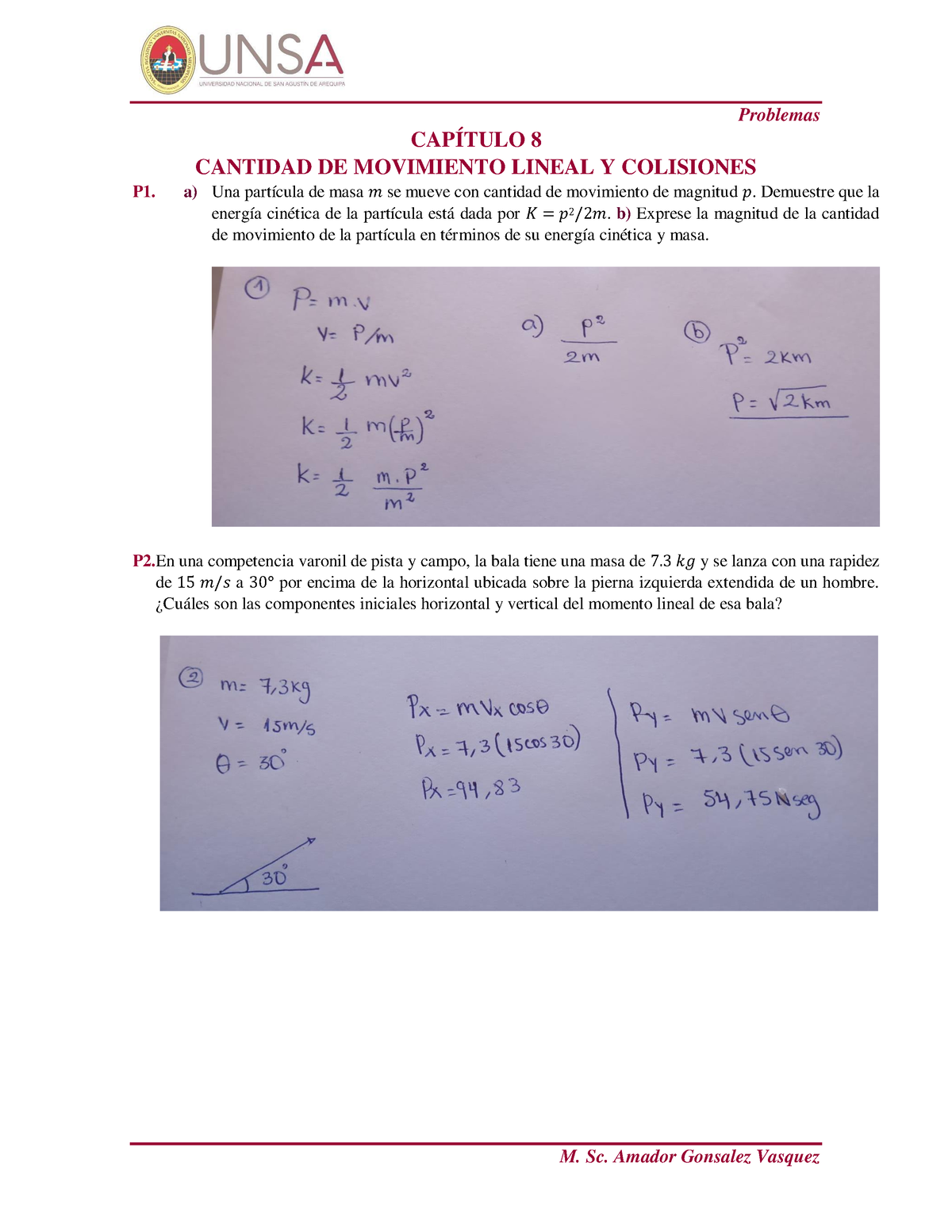 Problemas - Mecanica - Unidad 8 - Cantidad De Movimiento Lineal Y ...