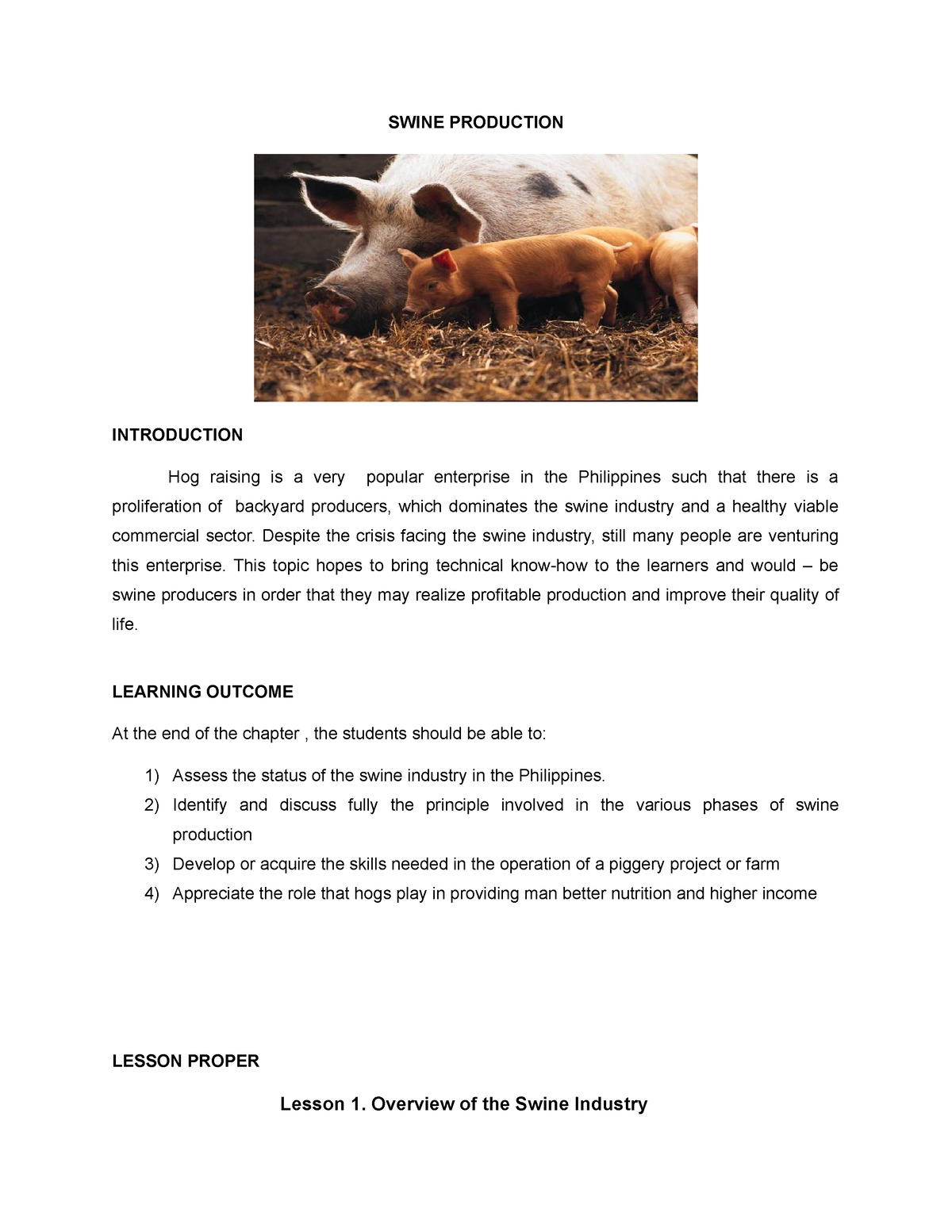 research paper about swine production
