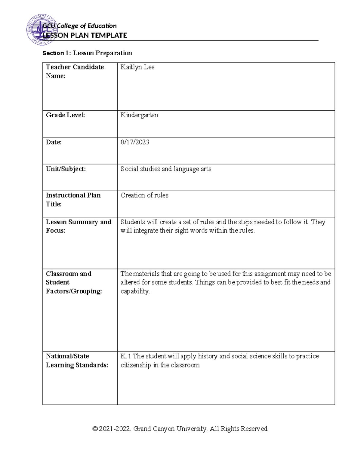 Intergratinglessonplan - LESSON PLAN TEMPLATE Section 1: Lesson ...