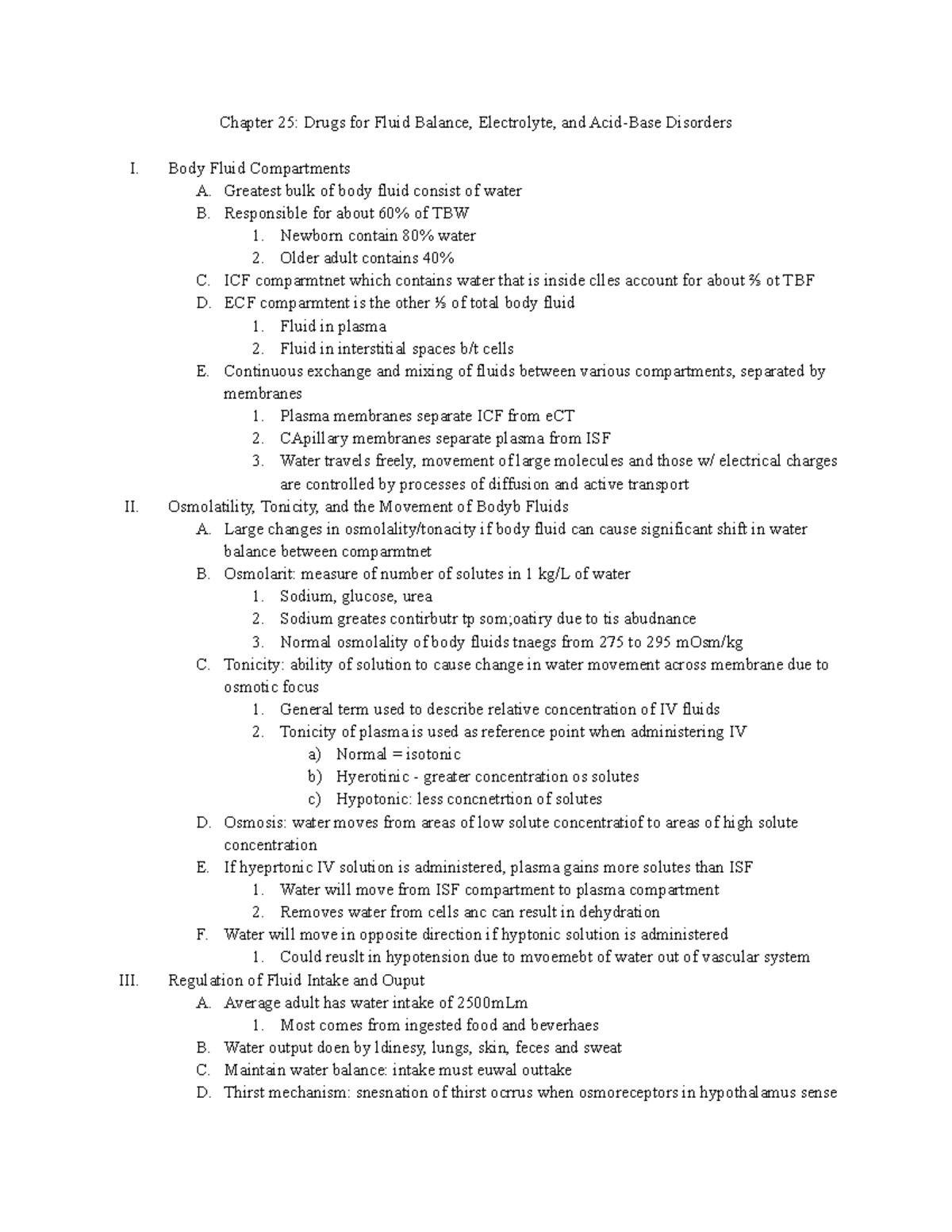 Chapter 25 Drugs for Fluid Balance, Electrolyte, and AcidBase