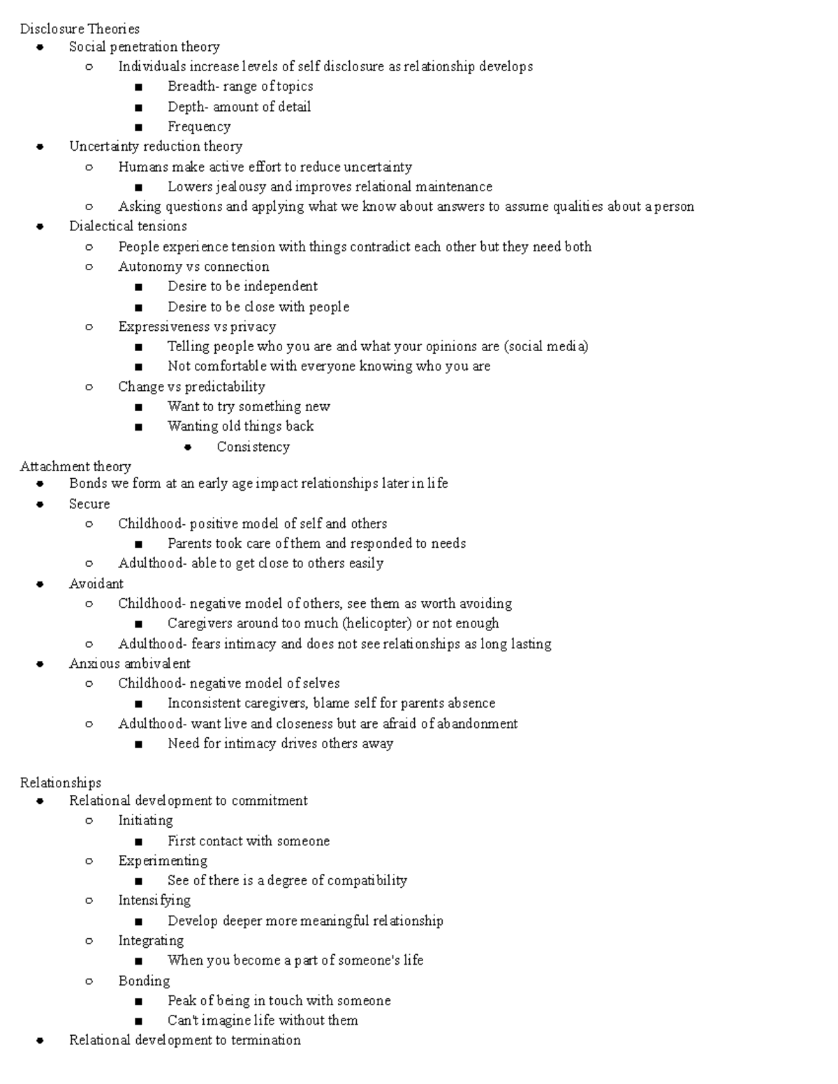 Com 1000 Final Part 3 - Disclosure Theories Social penetration theory ...