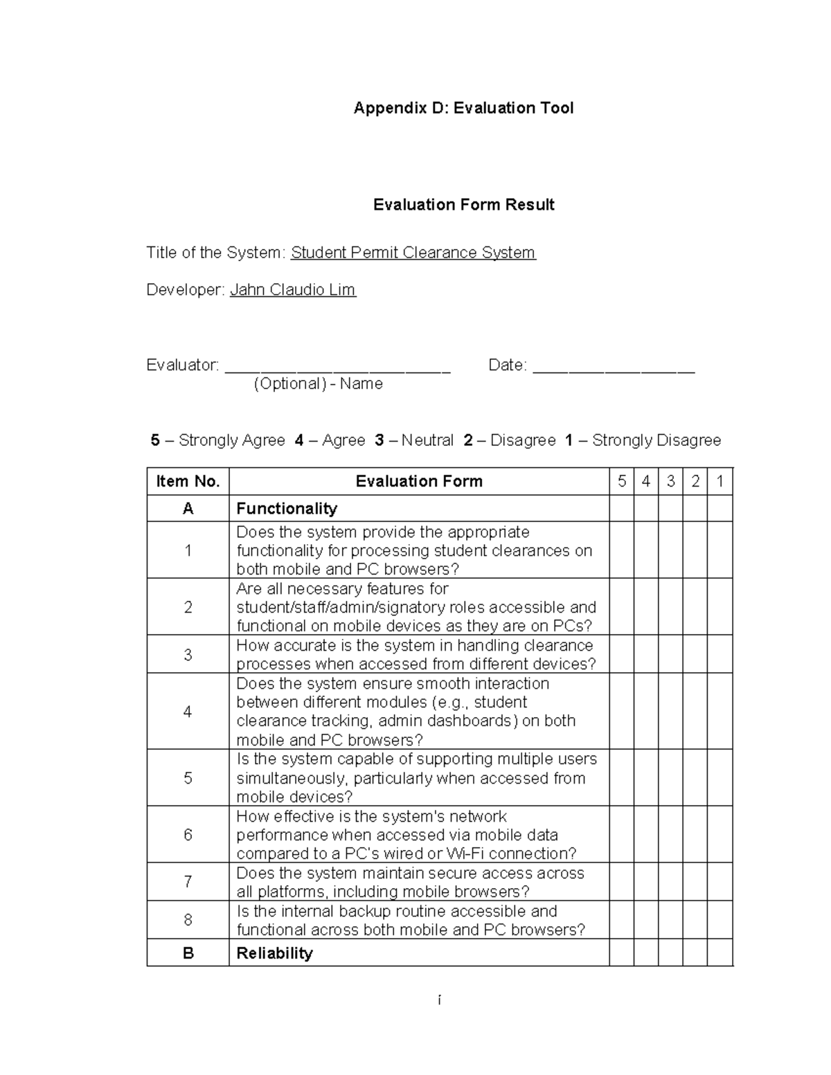 Evaluation-Form-1 - Questionnaires - Appendix D: Evaluation Tool ...