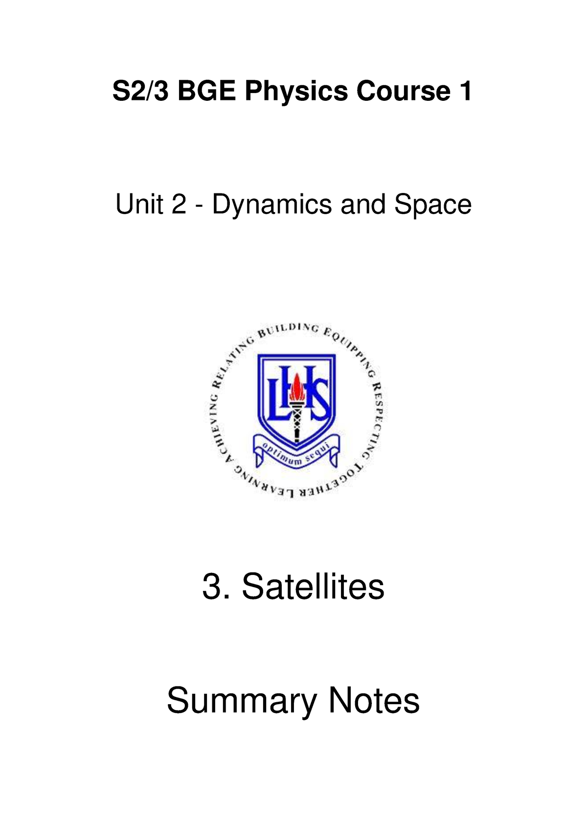 [471978 ]2.3 BGE 1 - Satellites Summary Notes - S2/3 BGE Physics Course ...