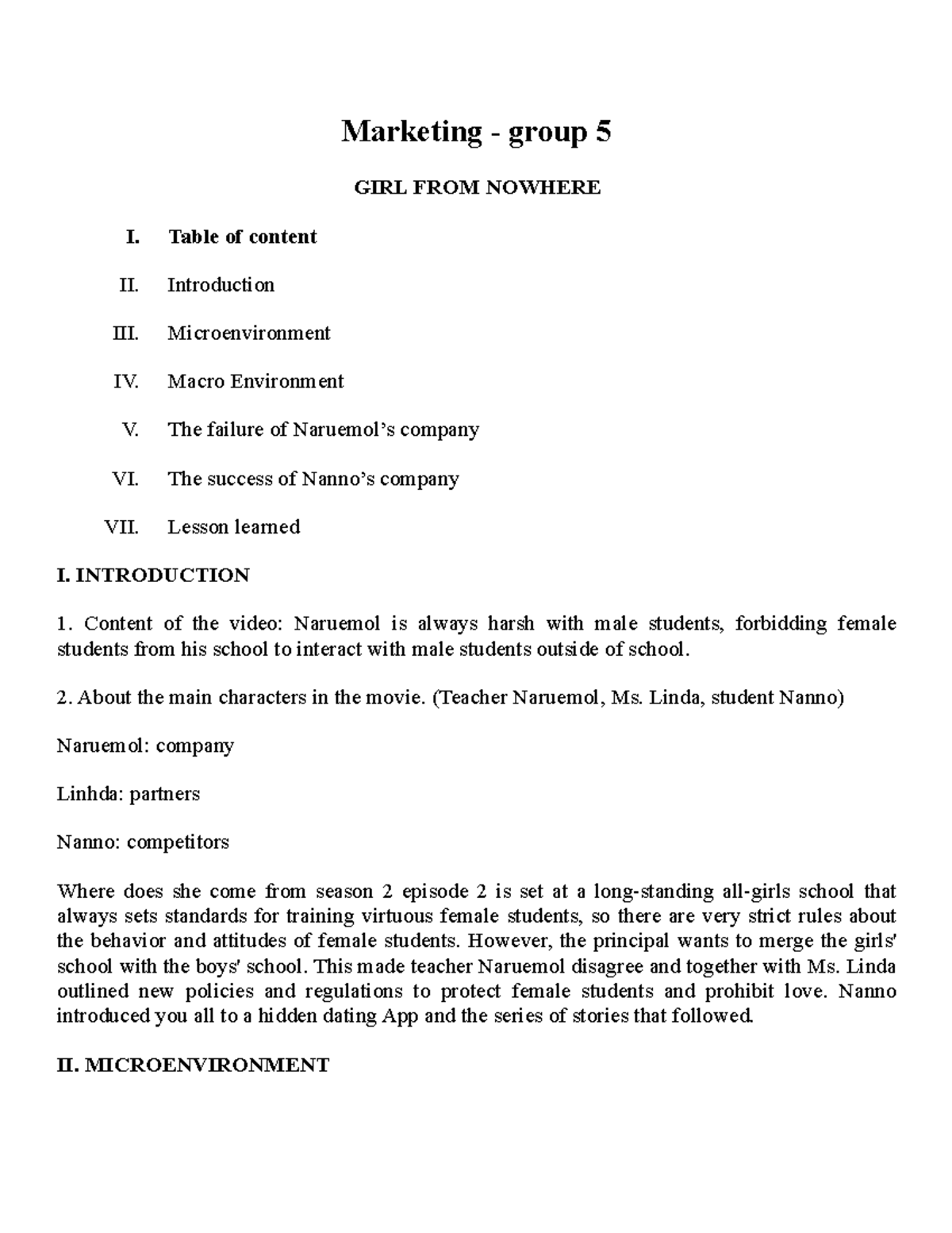 Group Assignment - Marketing - group 5 GIRL FROM NOWHERE I. Table of ...