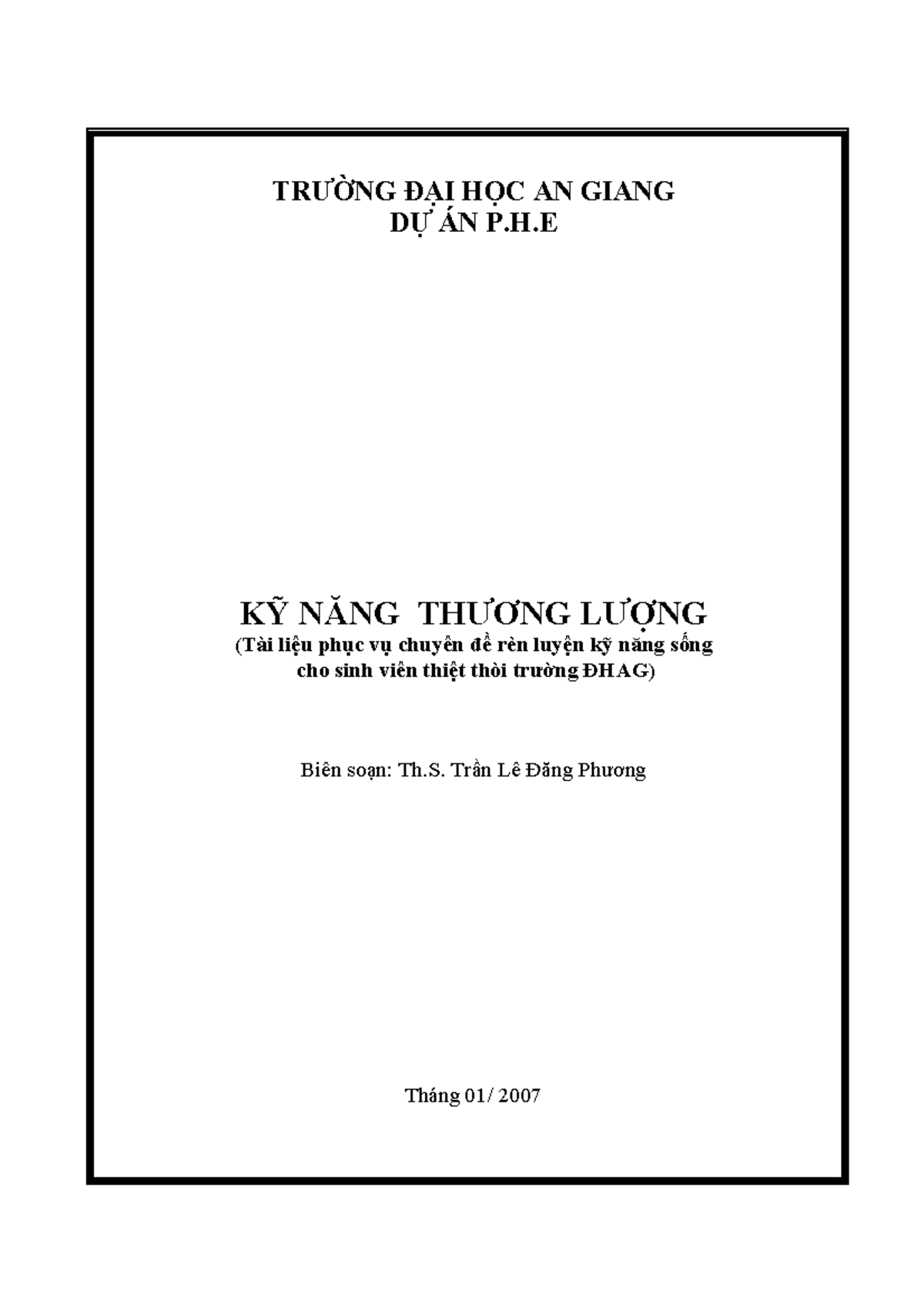 KỸ NĂNG THƯƠNG LƯỢNG - TR NG I H C AN GIANG D ÁN P.H K N NG TH NG L NG ...