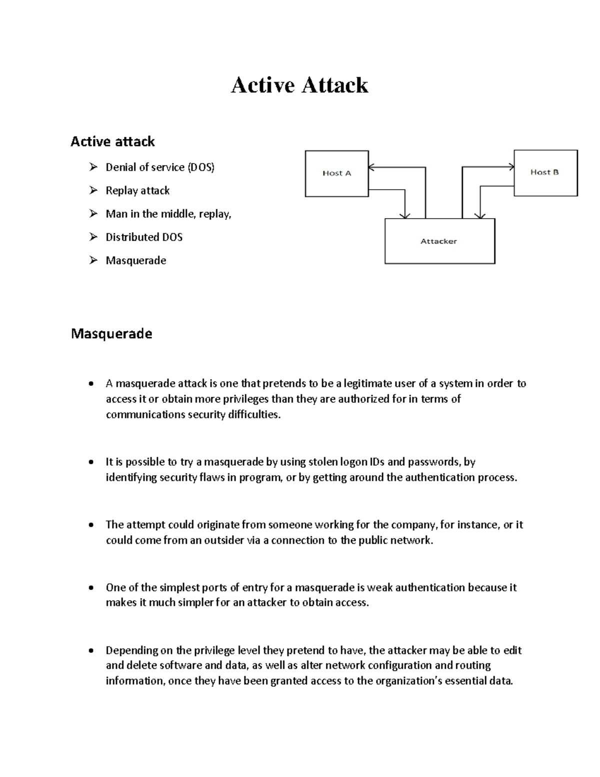 Type of Attacks part 2 - Computer and Network Security - Active Attack ...