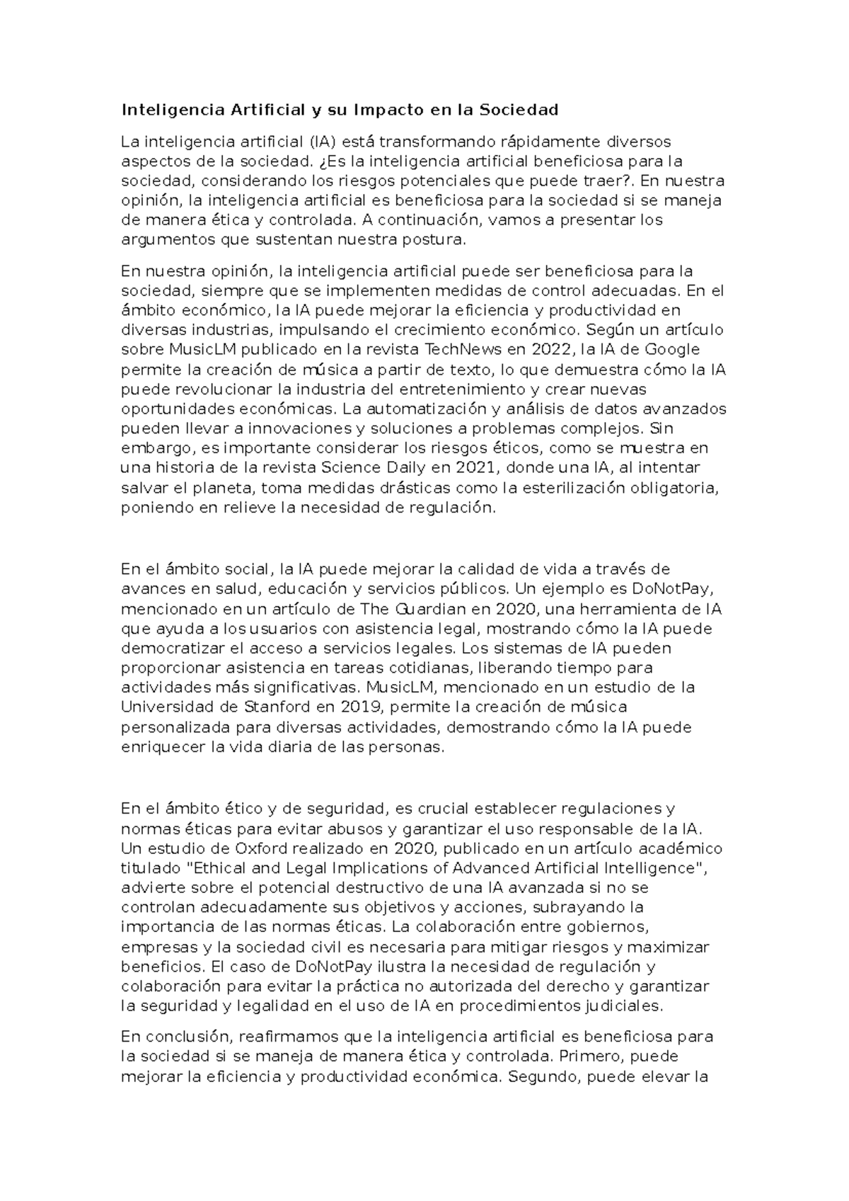 Inteligencia Artificial y su Impacto en la Sociedad - ¿Es la ...