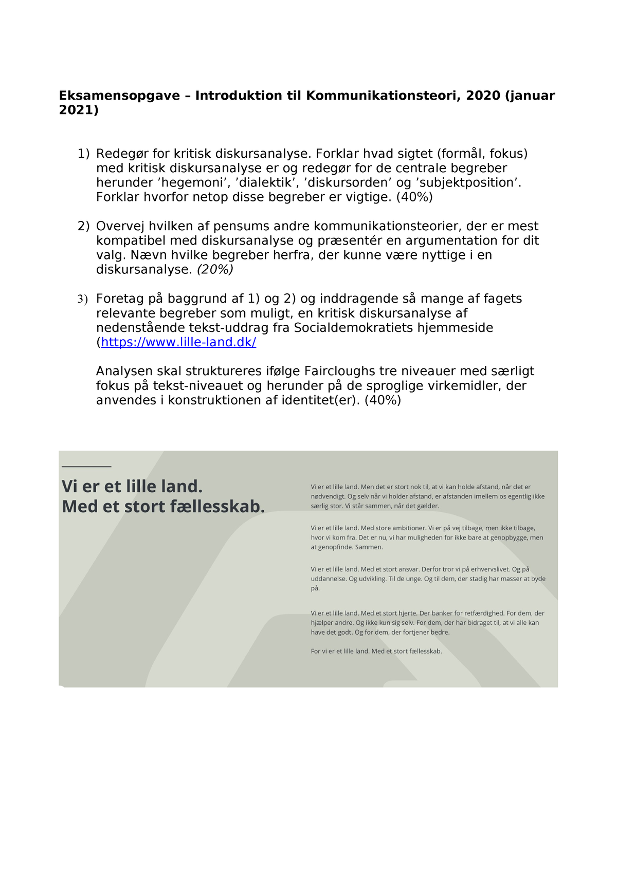 Eksamensopgave 2020 - 2023 - Eksamensopgave – Introduktion Til ...