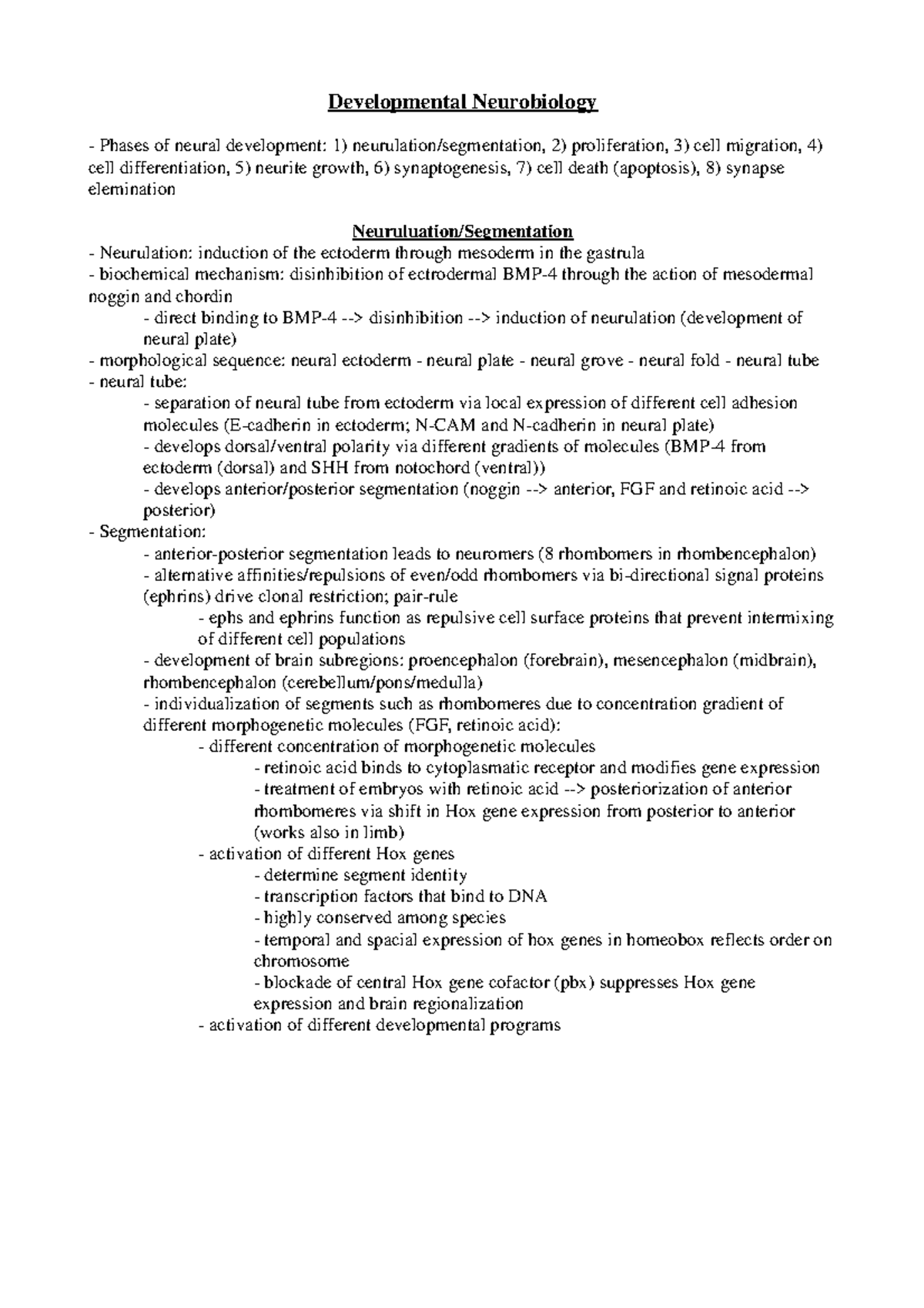 Developmental neurobiology - Developmental Neurobiology Phases of ...