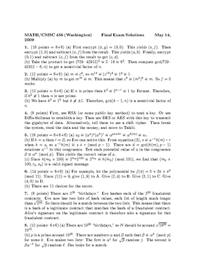 456E12010 - MATH/CMSC 456 (Washington) Exam 1 March 10, 2010 Use 4 ...