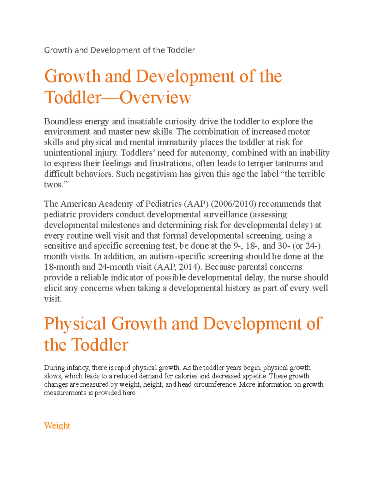 Growth and development of the toddler - Growth and Development of the ...