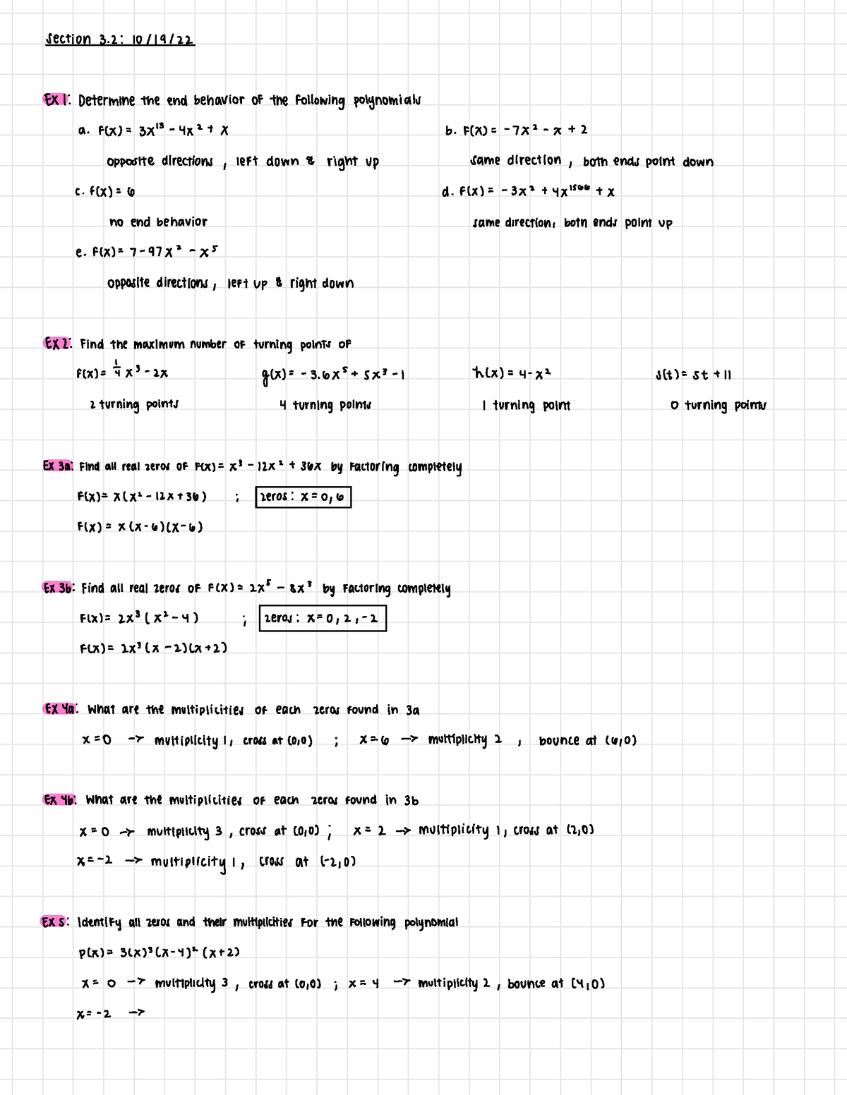 MATH 120 - Section 3.2 - · Ection 3:10/10/ #1: Determine The End ...