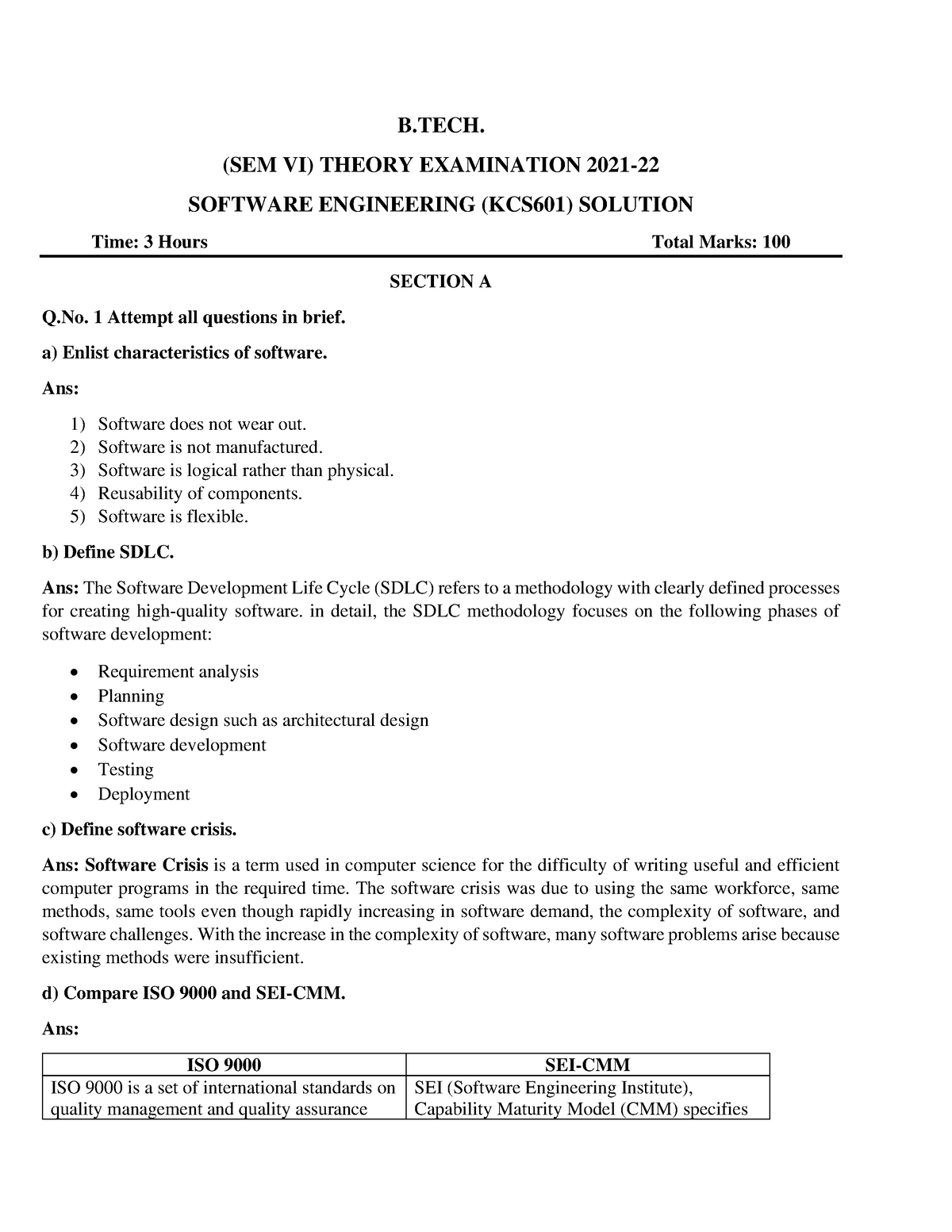 2021-22 KCS601 AKTU Solution - B.Tech CSE (2nd Year) - AKTU - Studocu