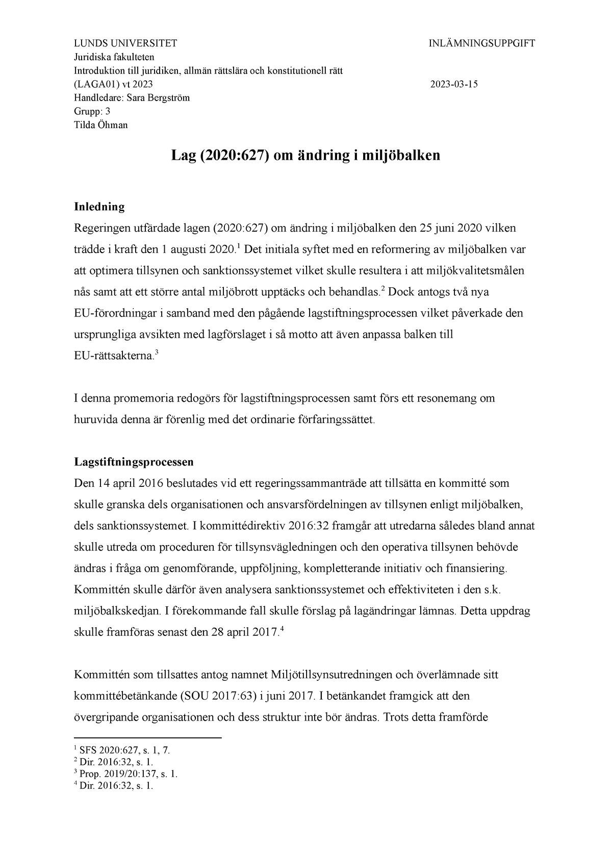 Konstitutionell Rätt - SFS-uppgift - LUNDS UNIVERSITET ...