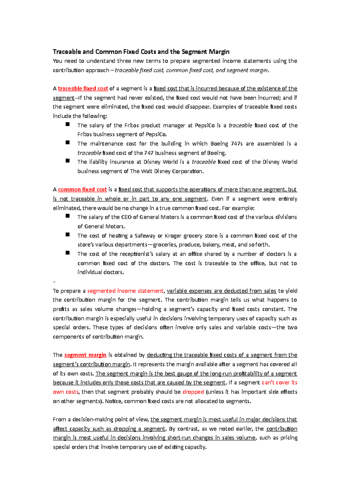 Managerial Accounting or ACCCOB 3 Module 5notes Traceable and Common