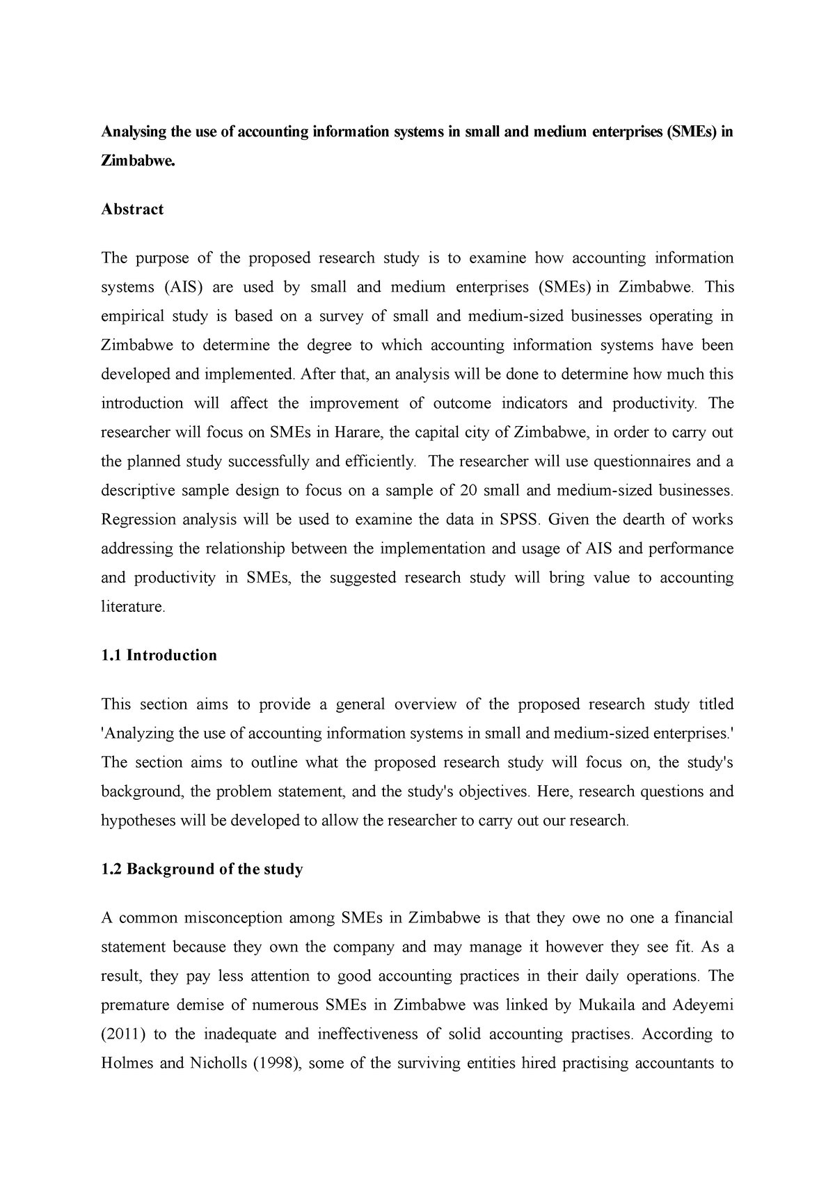 analytical research report topic proposal