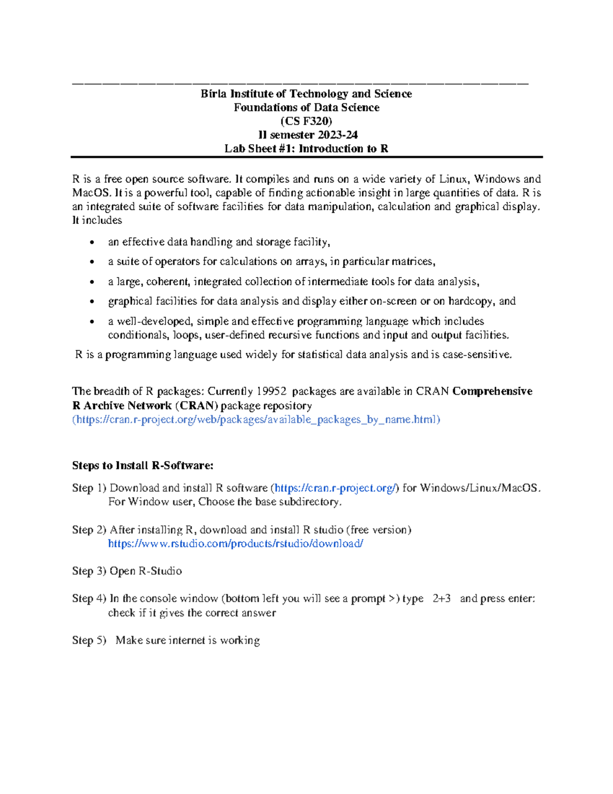 Labsheet #1 - Introduction - - Studocu