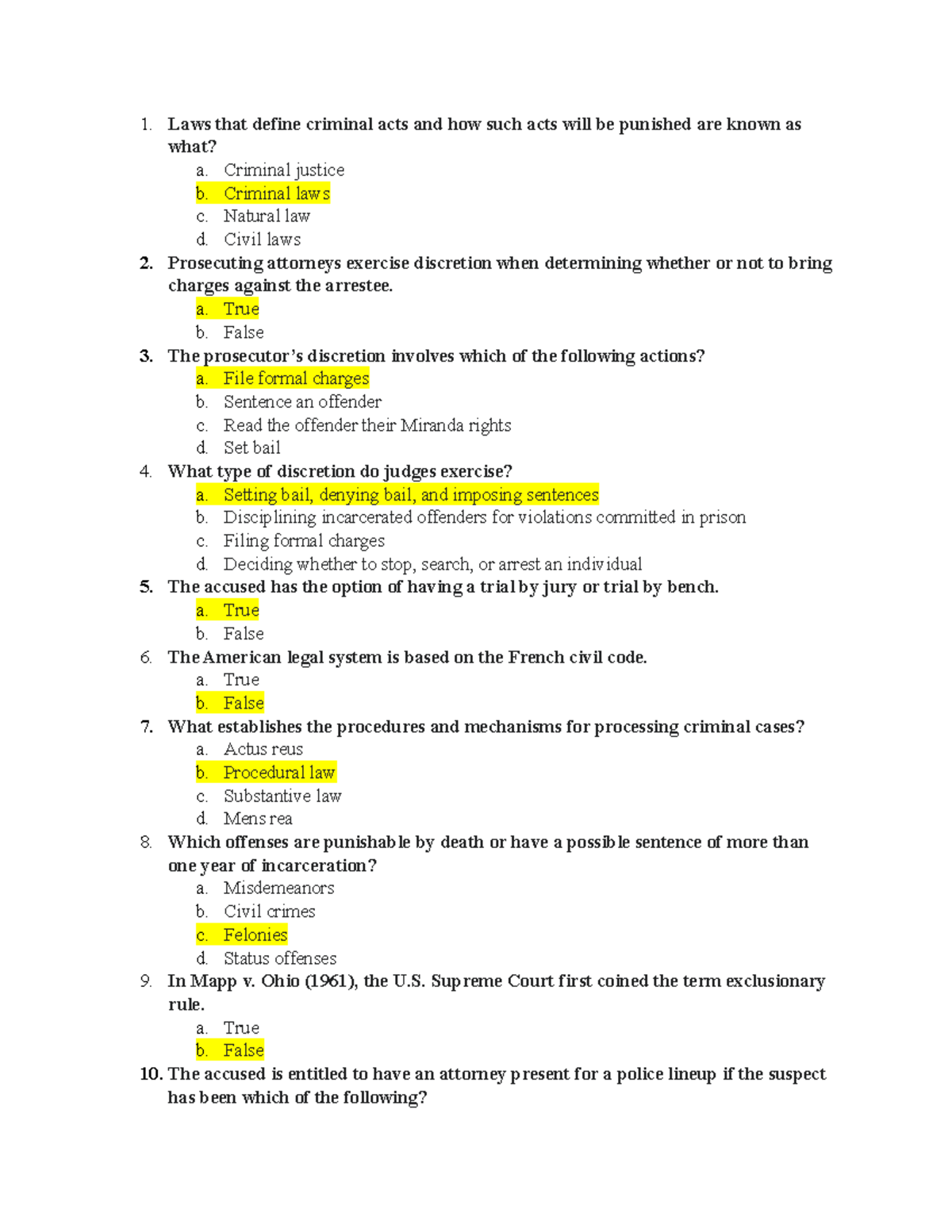 Mod 1 - Quiz - Module 1 Quiz - Laws That Define Criminal Acts And How ...