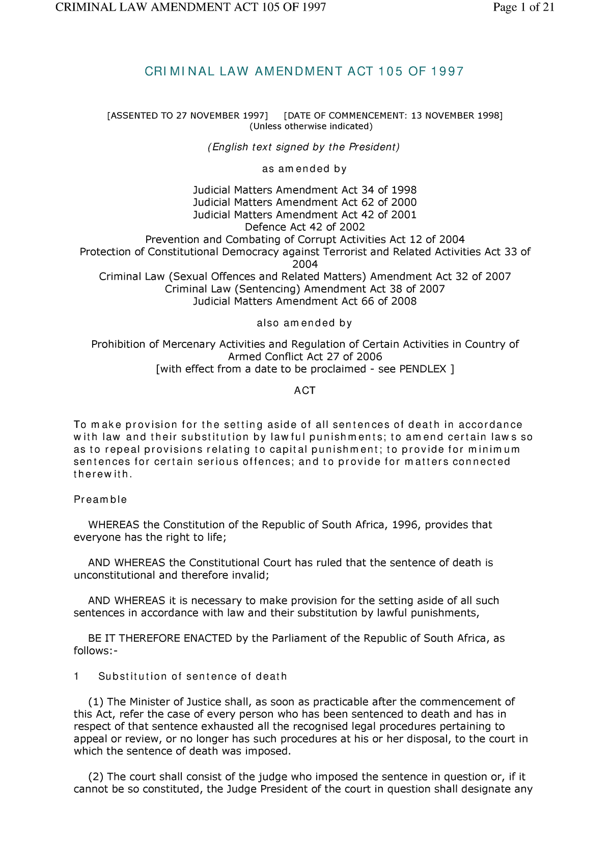 1997-105-amendment-act-cri-m-i-n-a-l-la-w-a-m-en-d-m-en-t-a-ct-1-0