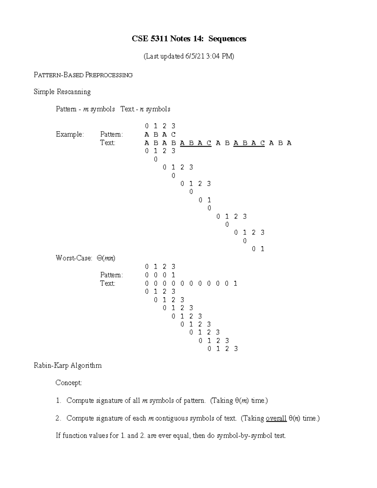 Notes 14 - Sequences - CSE 5311 Notes 14: Sequences (Last updated 6/5 ...