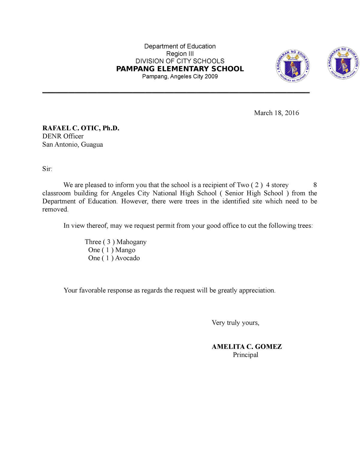 Letter-cut-Trees Pampang ES - Department of Education Region III