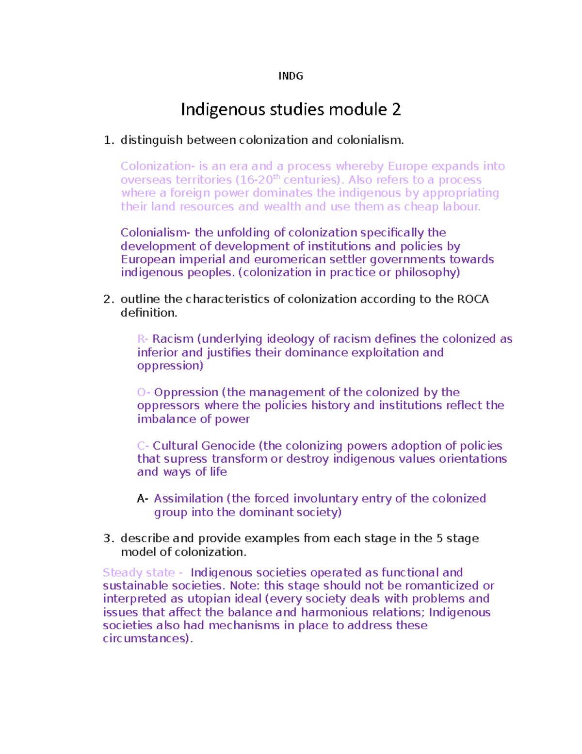 INDG - Indigenous Studies Notes - INDG Indigenous Studies Module 2 ...