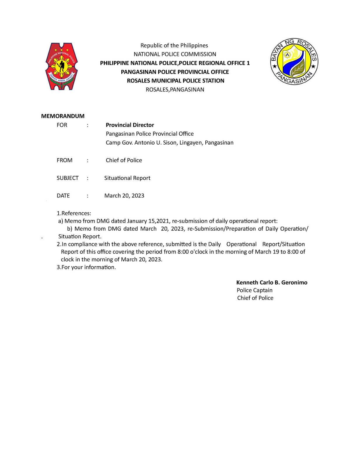 Situational-report-KC - Republic of the Philippines NATIONAL POLICE ...