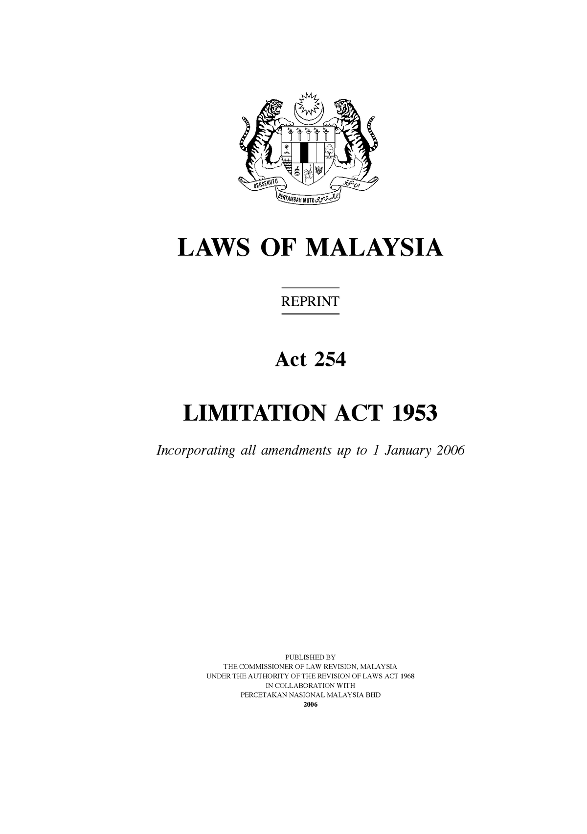 act-254-limitation-act-1953-limitation-1-laws-of-malaysia-reprint-act