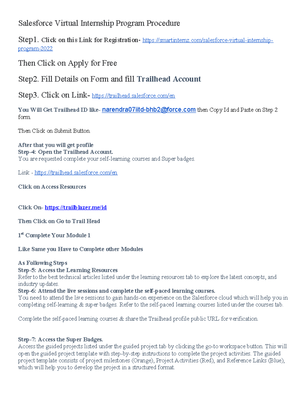 Salesforce Virtual Internship Program Procedure - Click on this Link ...