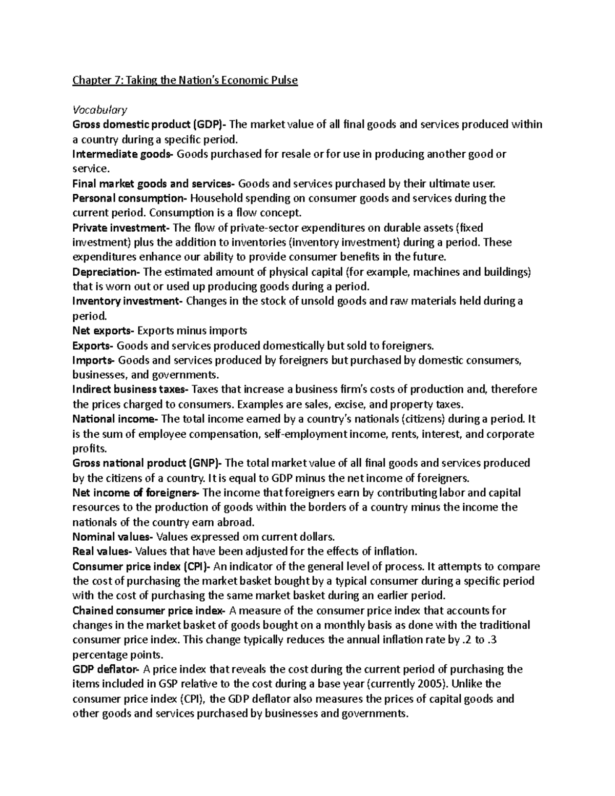 Chapter 7 Study Guide - Lecture notes 16-18 - Chapter 7: Taking the ...