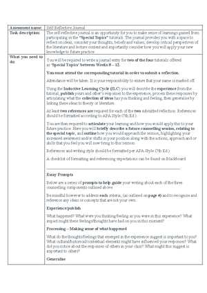 Assessment Task 3; Self-Reflective Journal - Google Docs - Assessment ...