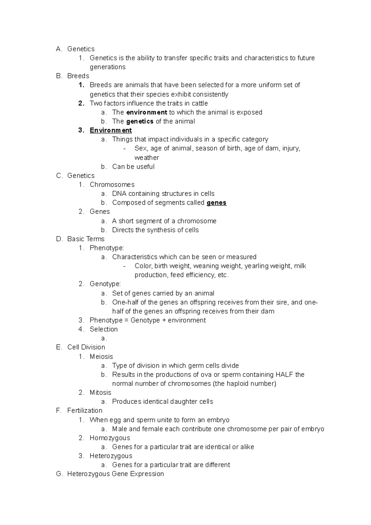 6 Beef Cattle Genetics and Reproduction - A. Genetics 1. Genetics is ...