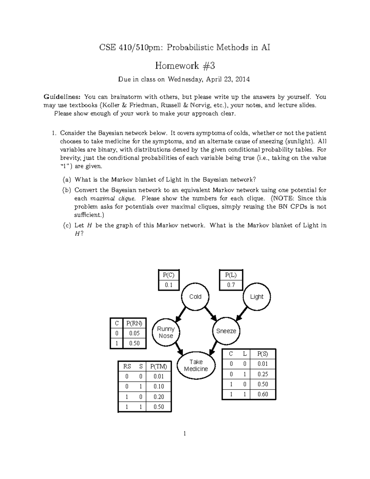 Hw3 - Homework Assignment 3 - CSE Probabilistic Methods In AI Homework ...