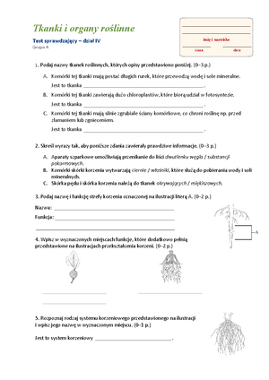 Biologia Kl. 6 Lub 7 Sprawdziany I Odpowiedzi-1 - A Test Biologia ...