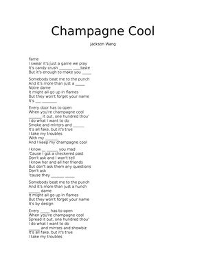 Jackson Wang - Champagne Cool (Lyrics)