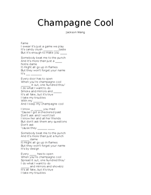 Jackson Wang - Champagne Cool (Lyrics)