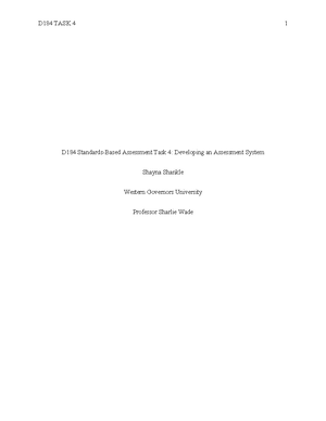 D184 Task 1 - D184 Standards-Based Assessment Task 1 Passed - D184 ...